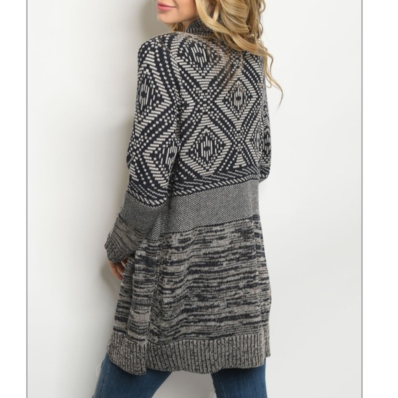 ❤️LAST NEW S Honey Punch Navy Taupe Cardigan - Picture 3 of 3